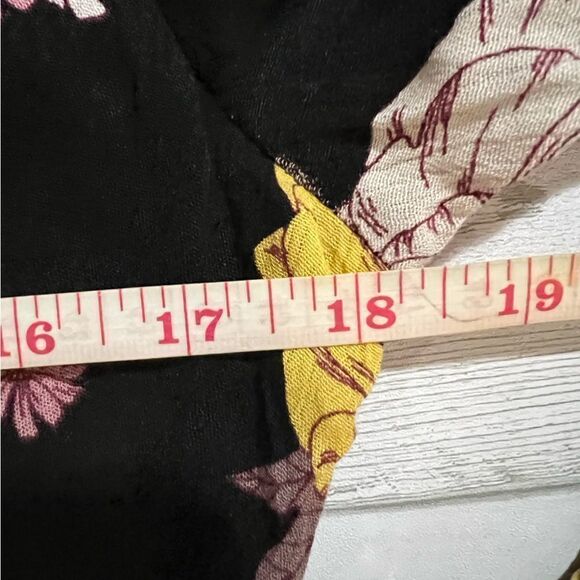 Dress Altar'd State Juliette Yellow Black Floral Boho Bell Sleeve Size Medium - Picture 12 of 13